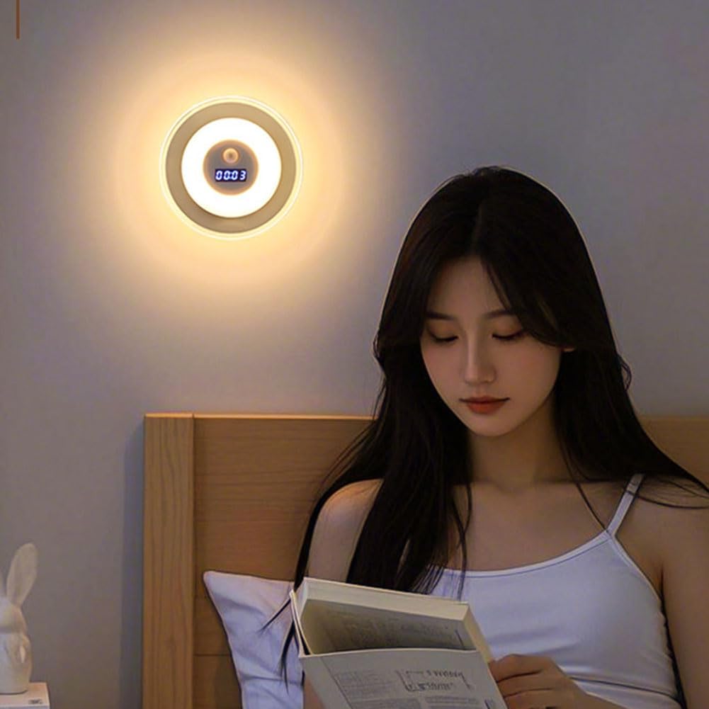 Applique Murale LED Intelligente Avec Capteur de Mouvement Écran Horloge Numérique - مصباح الحائط الذكي بمستشعر حركة وشاشة رقمية لعرض الوقت 7