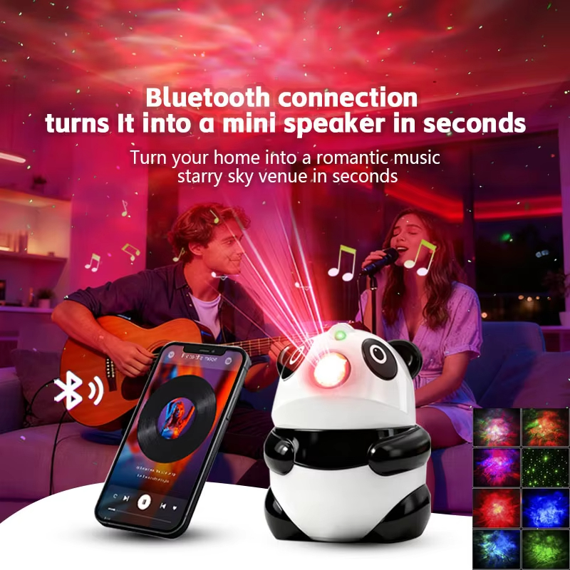 Projecteur de Galaxie et Veilleuse Panda Intelligente Bluetooth avec 15 Effets Lumineux - جهاز بروجكتر المجرات بشكل باندا مع مكبر صوت 4