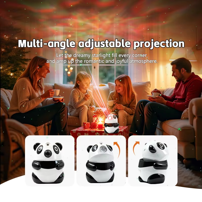 Projecteur de Galaxie et Veilleuse Panda Intelligente Bluetooth avec 15 Effets Lumineux - جهاز بروجكتر المجرات بشكل باندا مع مكبر صوت 12