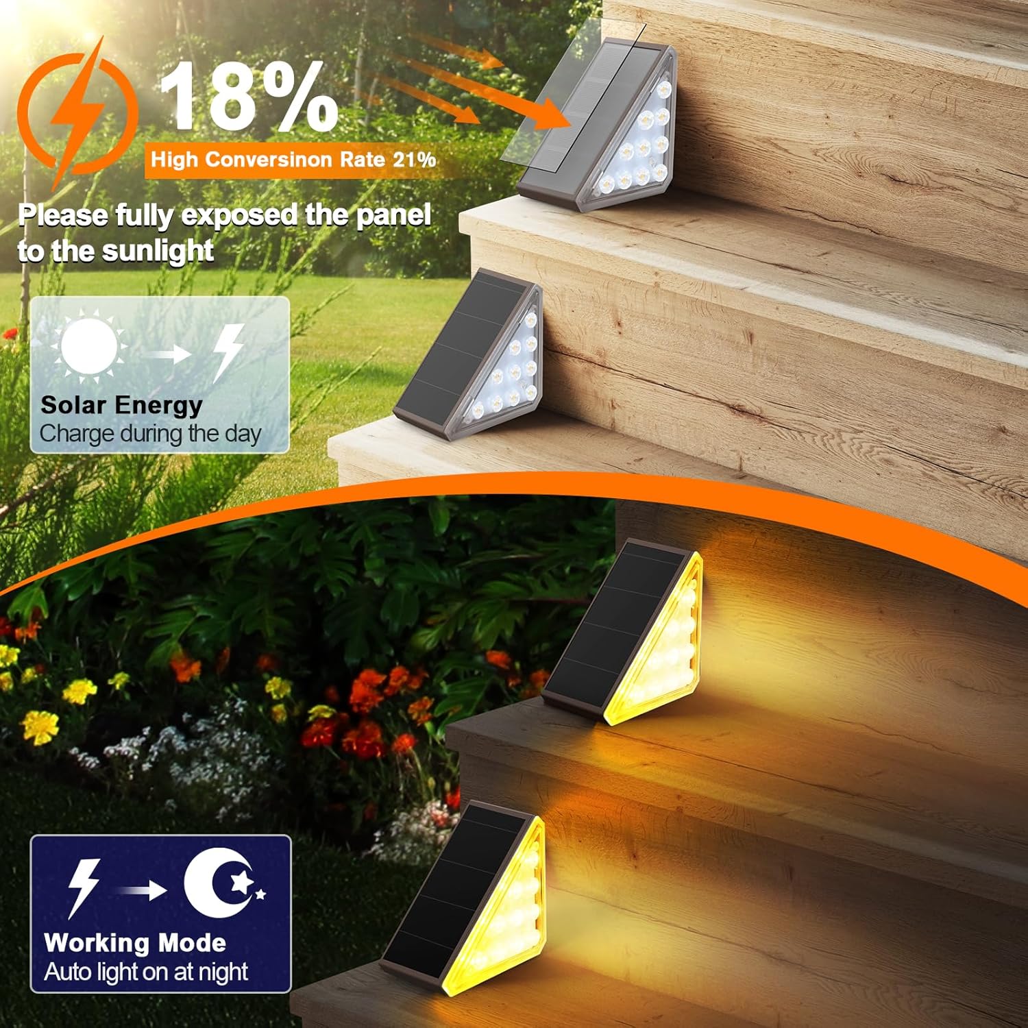 Éclairage Solaire pour Escaliers et Marches Extérieures Étanche IP67 - مصابيح السلالم والأدراج الشمسية الذكية المقاومة للماء - 5