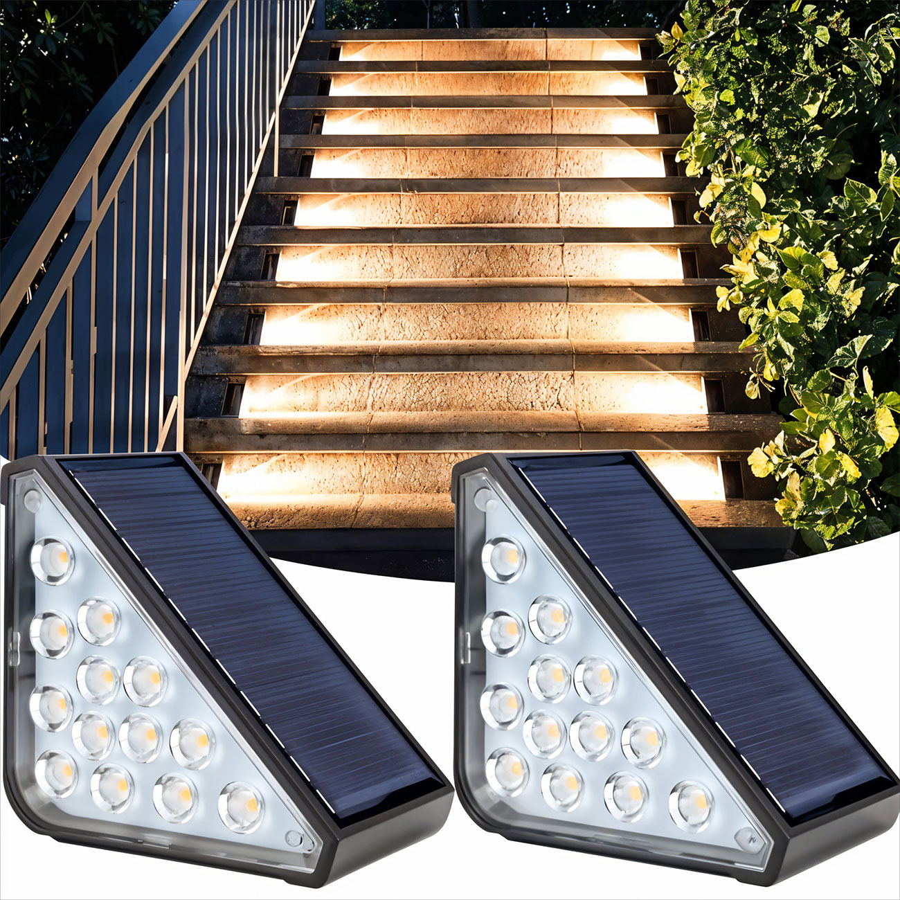 Éclairage Solaire pour Escaliers et Marches Extérieures Étanche IP67 - مصابيح السلالم والأدراج الشمسية الذكية المقاومة للماء 2