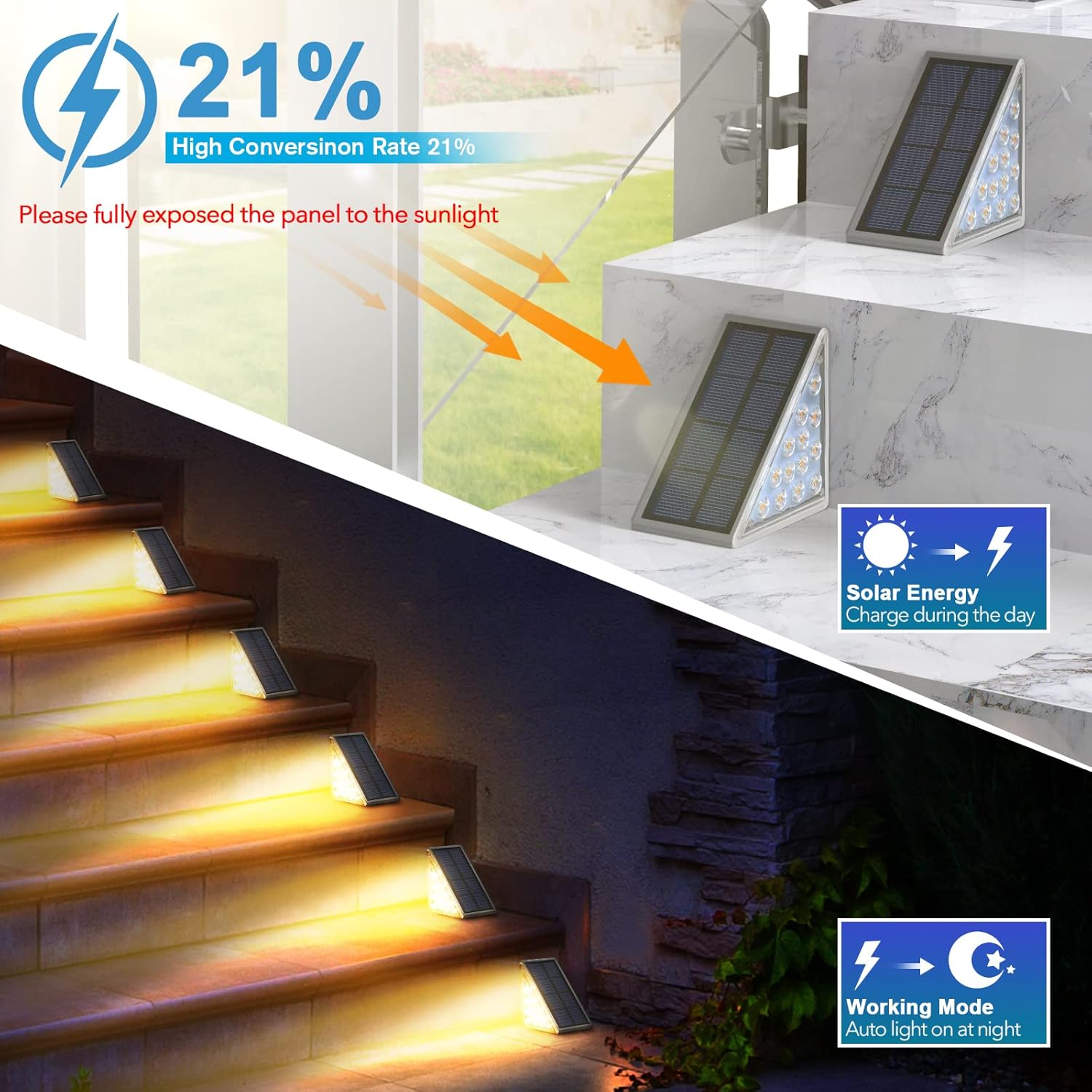 Éclairage Solaire pour Escaliers et Marches Extérieures Étanche IP67 - مصابيح السلالم والأدراج الشمسية الذكية المقاومة للماء 5