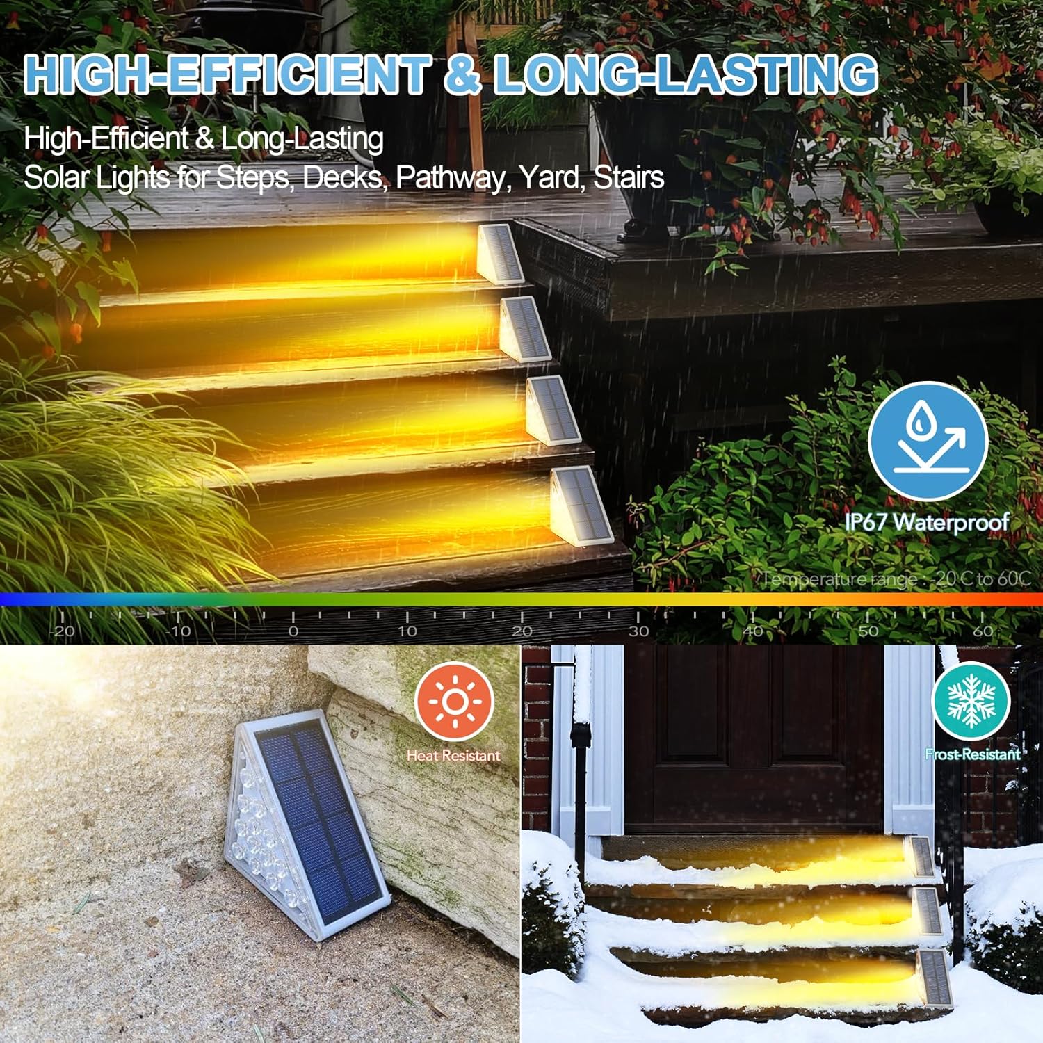 Éclairage Solaire pour Escaliers et Marches Extérieures Étanche IP67 - مصابيح السلالم والأدراج الشمسية الذكية المقاومة للماء 9