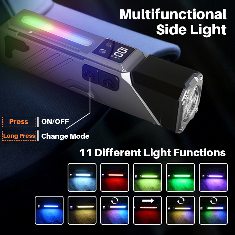 Lampe de Travail LED Multifonction T130 Éclairage Latéral RGB et Écran LCD - مصباح العمل الذكي متعدد الوظائف بمغناطيس - 5