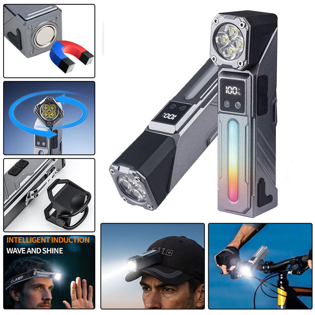 Lampe de Travail LED Multifonction T130 Éclairage Latéral RGB et Écran LCD - مصباح العمل الذكي متعدد الوظائف بمغناطيس 2