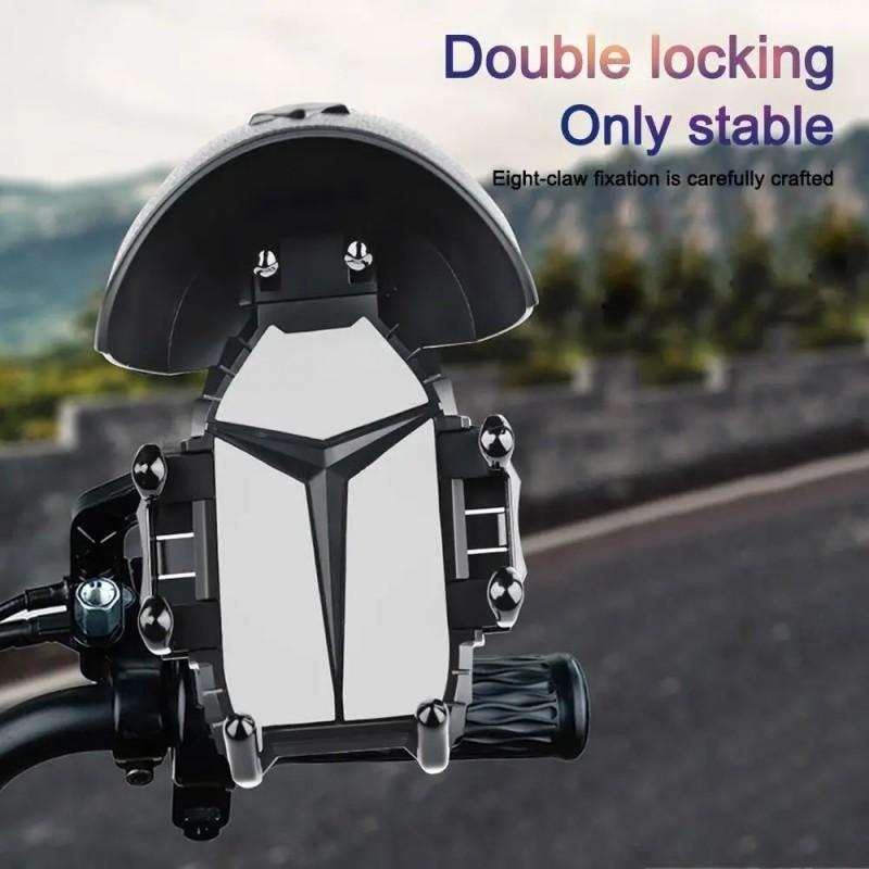 Support Téléphone pour Moto et Vélo avec Mini-Casque Pare-Soleil - حامل الهاتف الذكي للدراجات النارية والهوائية مع واقية شمسية بتصميم خوذة 3