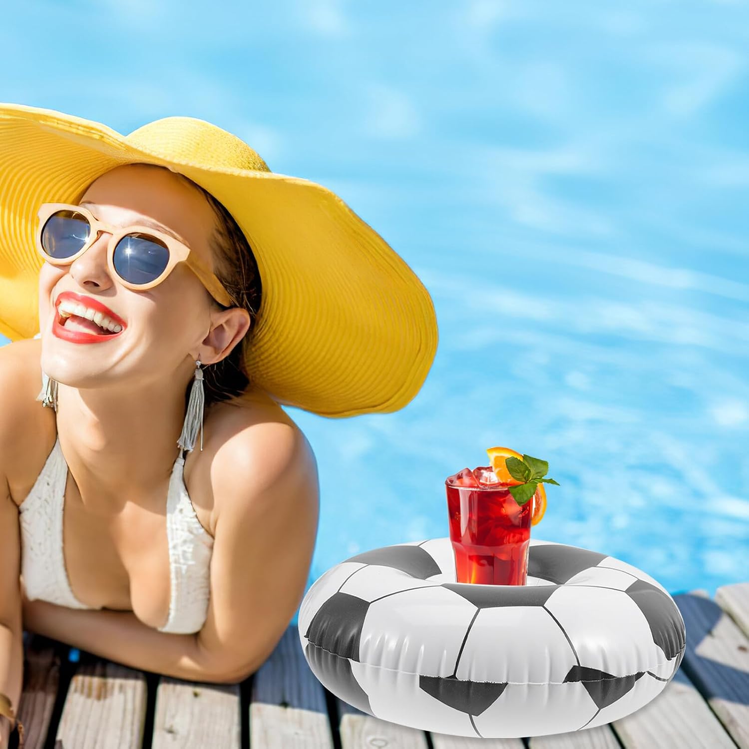 Porte-Gobelets Flottants Gonflables pour Piscine Design Amusant Matériau PVC - حامل أكواب مائي منفوخ للمسبح بتصاميم الفواكه 7