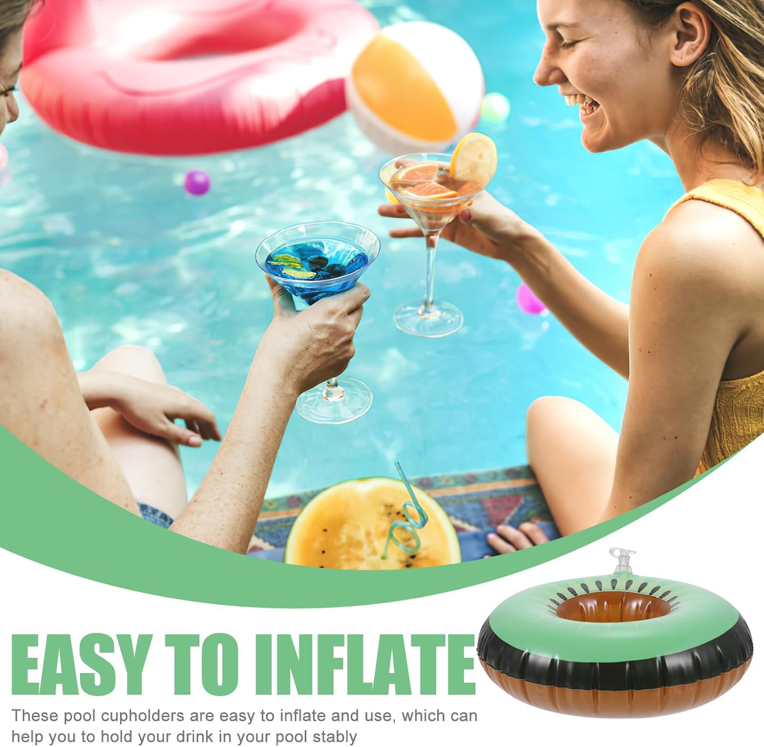 Porte-Gobelets Flottants Gonflables pour Piscine Design Amusant Matériau PVC - حامل أكواب مائي منفوخ للمسبح بتصاميم الفواكه 5