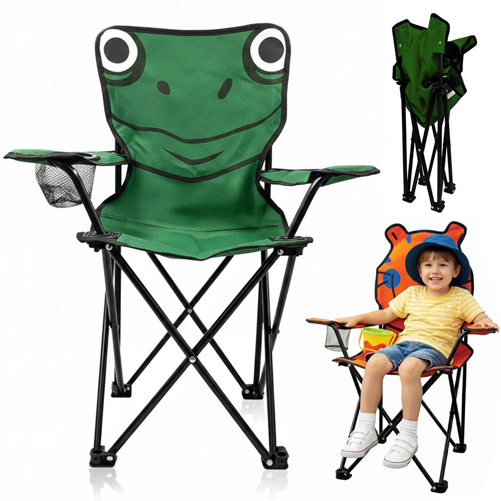 haise Pliable de Camping pour Enfants Structure En Acier avec Porte-Gobelet et Sac de Transport - كرسي تخييم قابل للطي للأطفال