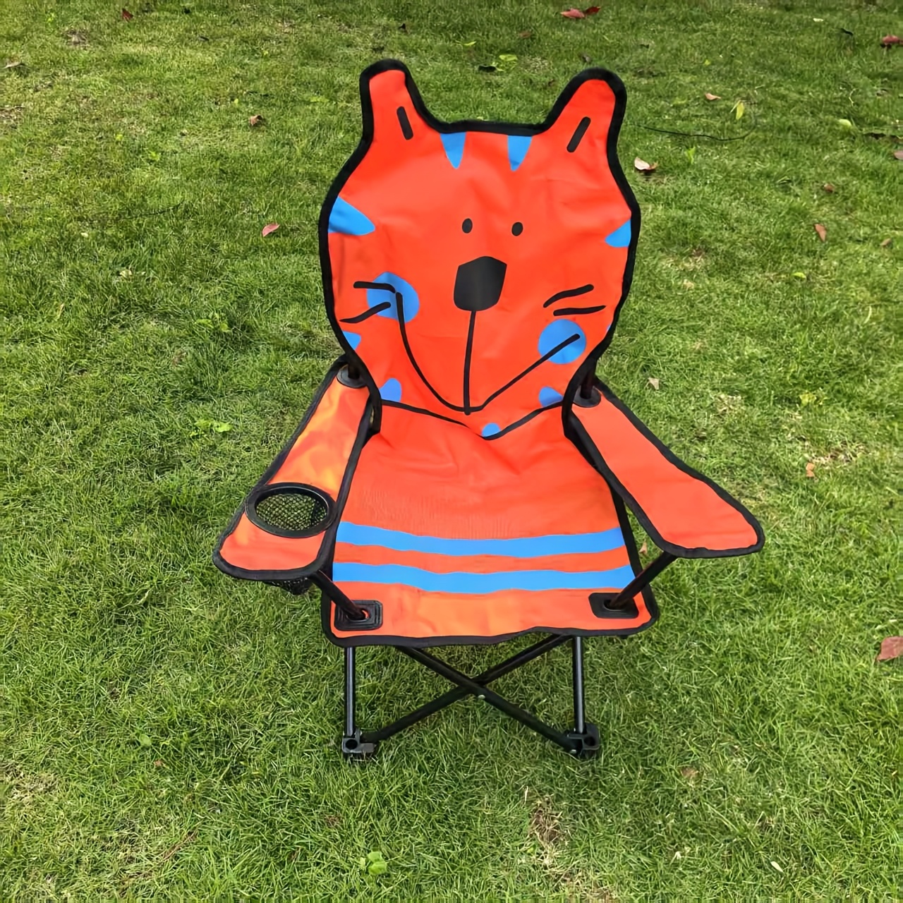 haise Pliable de Camping pour Enfants Structure En Acier avec Porte-Gobelet et Sac de Transport - كرسي تخييم قابل للطي للأطفال