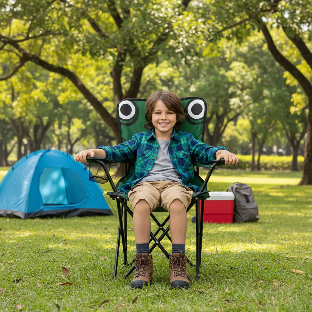 haise Pliable de Camping pour Enfants Structure En Acier avec Porte-Gobelet et Sac de Transport - كرسي تخييم قابل للطي للأطفال 4