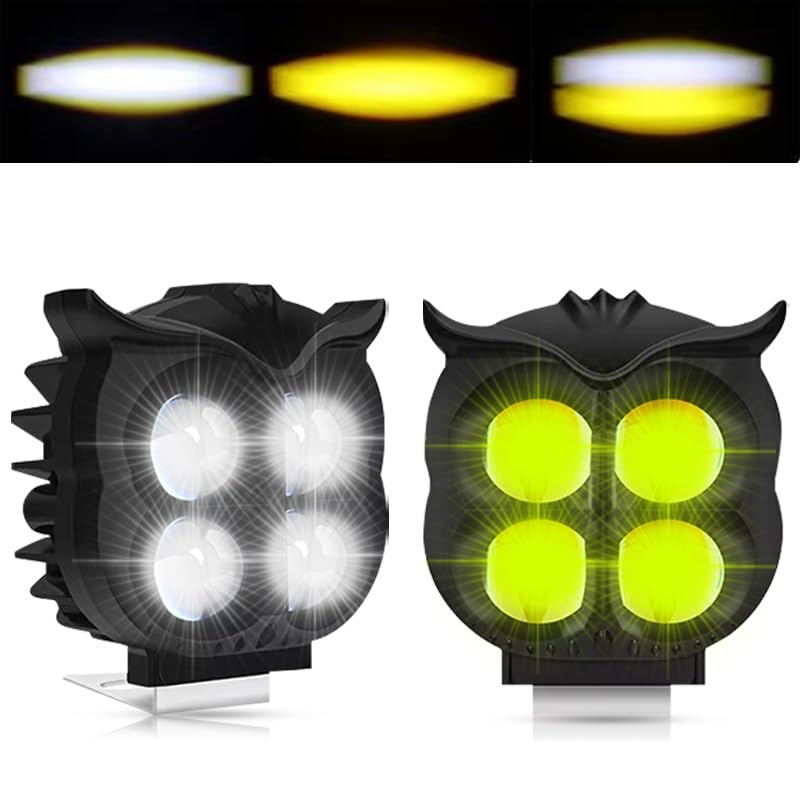 Projecteur Antibrouillard LED Forme Chouette 40W - Éclairage Jaune/Blanc ET Devil Eye Rouge - مصابيح ضباب ليد بتصميم عين البومة - 4
