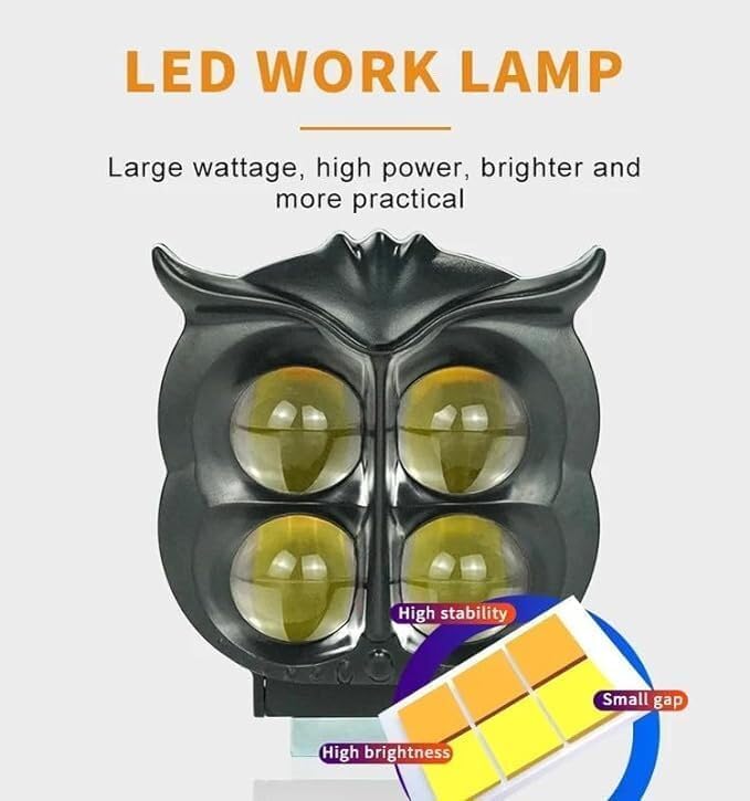 Projecteur Antibrouillard LED Forme Chouette 40W - Éclairage Jaune/Blanc ET Devil Eye Rouge - مصابيح ضباب ليد بتصميم عين البومة - 6