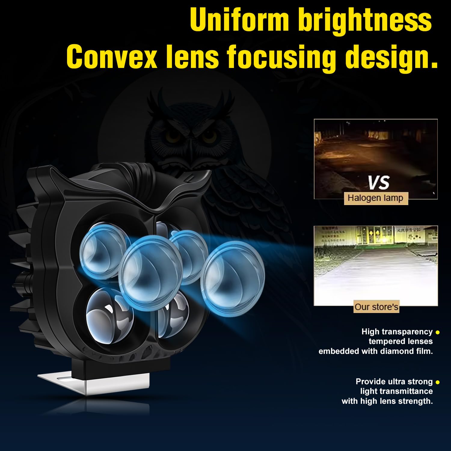 Projecteur Antibrouillard LED Forme Chouette 40W - Éclairage Jaune/Blanc ET Devil Eye Rouge - مصابيح ضباب ليد بتصميم عين البومة - 14