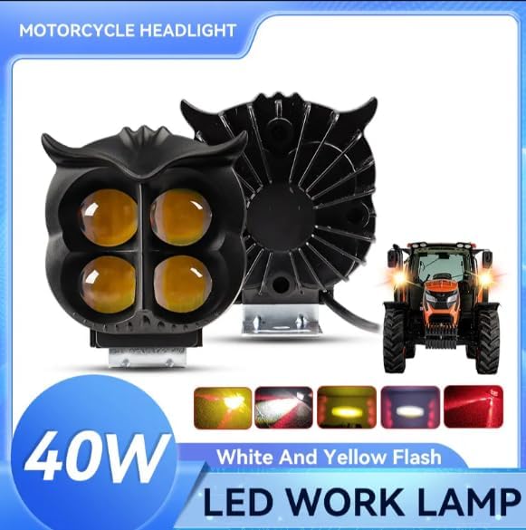 Projecteur Antibrouillard LED Forme Chouette 40W - Éclairage Jaune/Blanc ET Devil Eye Rouge - مصابيح ضباب ليد بتصميم عين البومة 7