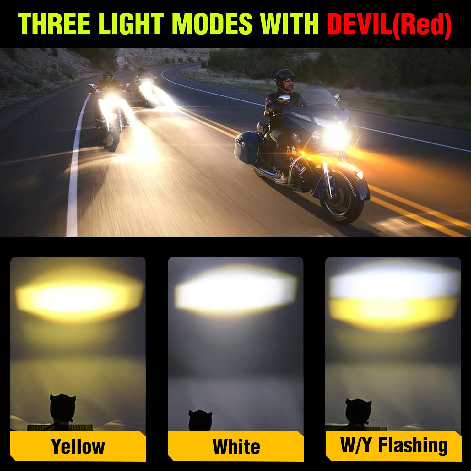 Projecteur Antibrouillard LED Forme Chouette 40W - Éclairage Jaune/Blanc ET Devil Eye Rouge - مصابيح ضباب ليد بتصميم عين البومة 9