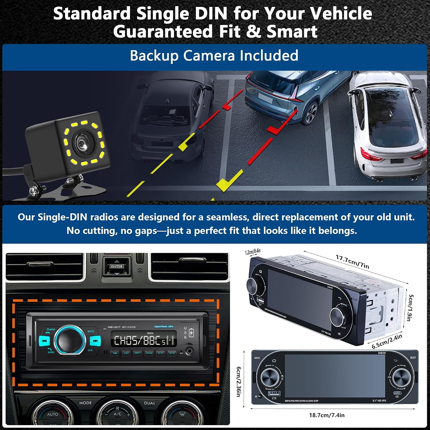 Autoradio 1Din Écran Tactile 5" IPS - Apple CarPlay et Android Auto Sans Fil Charge Rapide Type-C - راديو سيارة ذكي بشاشة لمس 5 بوصة تدعم و لاسلكيًا - 6