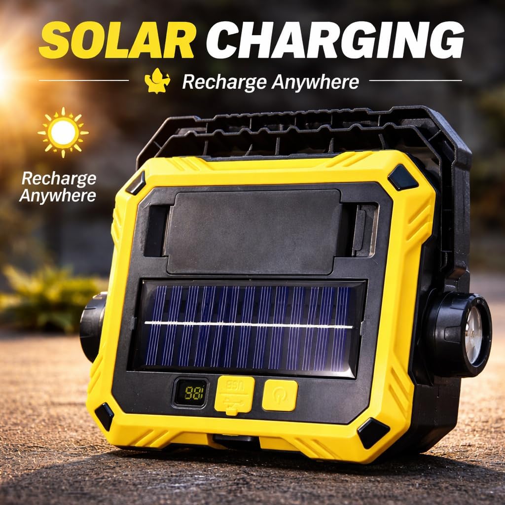 Lanterne de Camping LED Solaire et Rechargeable USB 40 LED + 2 COB - مصباح وكيشاف تخييم يدوي يعمل بالطاقة الشمسية بـ 4 وضعيات إضاءة - 6