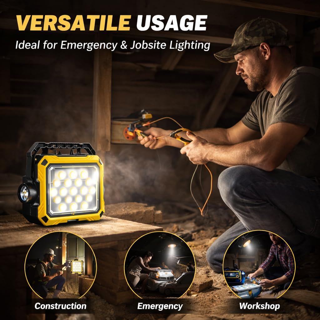 Lanterne de Camping LED Solaire et Rechargeable USB 40 LED + 2 COB - مصباح وكيشاف تخييم يدوي يعمل بالطاقة الشمسية بـ 4 وضعيات إضاءة 4