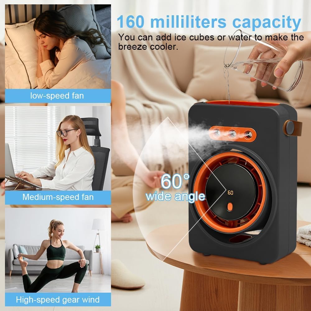 Mini Purificateur et Refroidisseur d'Air Portable 4en1 5 Vitesses - مبرد ومكيف هواء محمول 4 في 1 برذاذ الماء وبطارية قابلة للشحن 5