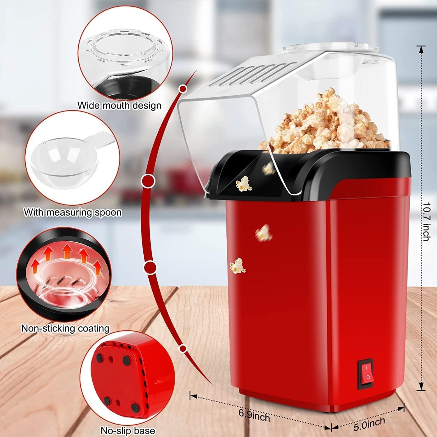Machine à Pop-Corn Sans Huile 1200W Écologique et Préparation Rapide - آلة تحضير الفشار الصحي بالهواء الساخن بدون زيت 8