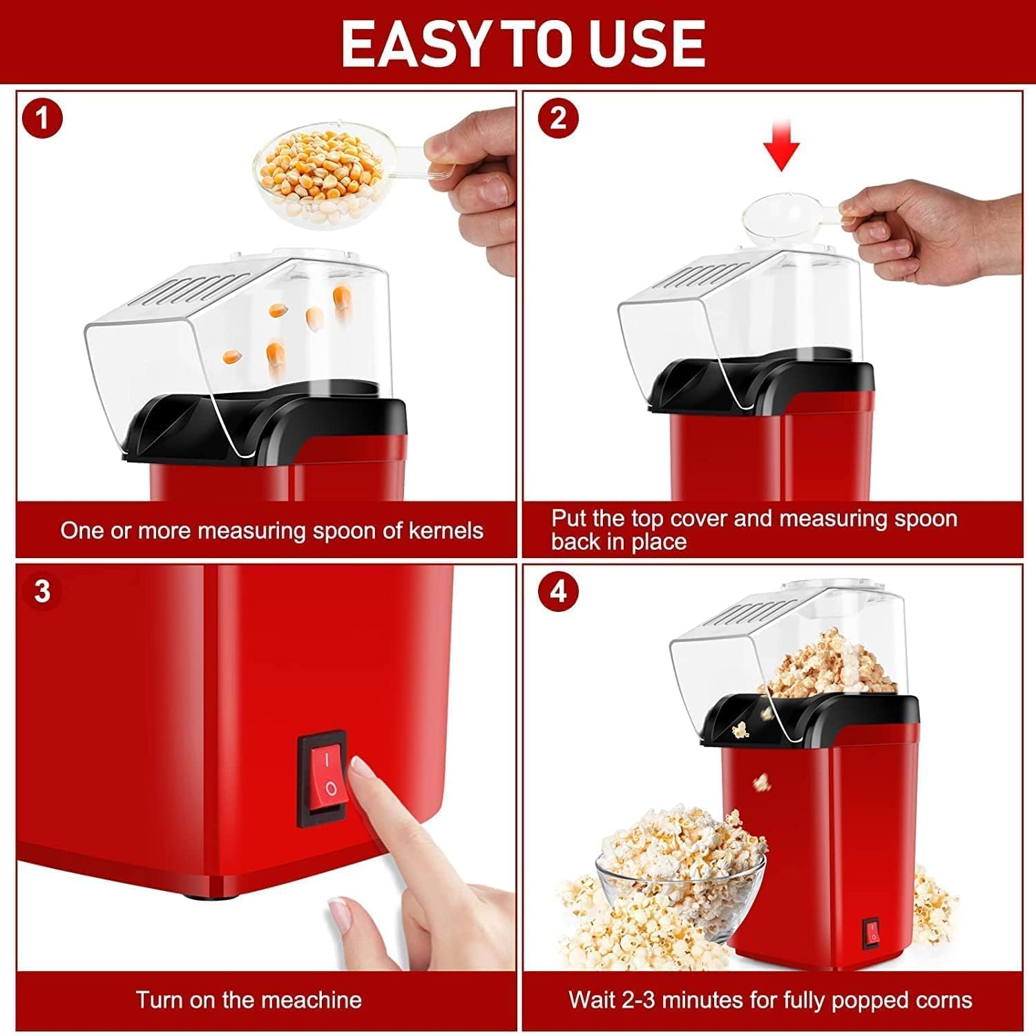 Machine à Pop-Corn Sans Huile 1200W Écologique et Préparation Rapide - آلة تحضير الفشار الصحي بالهواء الساخن بدون زيت 10