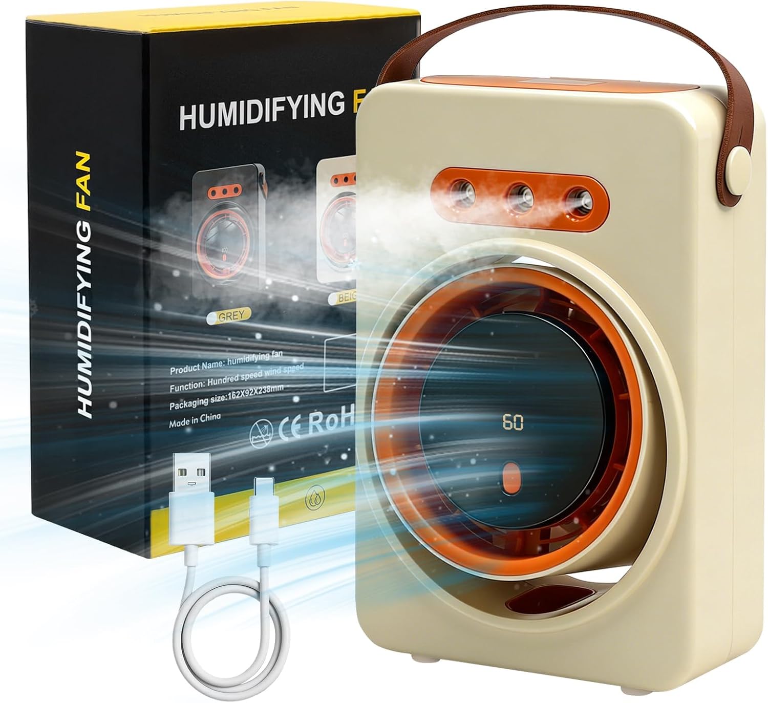Mini Purificateur et Refroidisseur d'Air Portable 4en1 5 Vitesses - مبرد ومكيف هواء محمول 4 في 1 برذاذ الماء وبطارية قابلة للشحن - 4