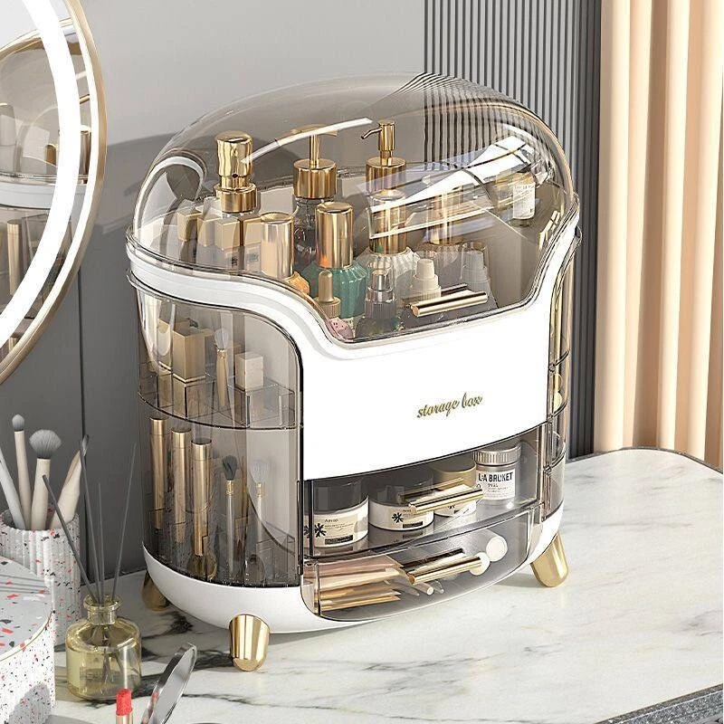 Boîte d'Organisation et Rangement de Maquillage Grande Capacité - منظم وصندوق أدراج للمكياج والمستحضرات بتصميم شفاف وعصري 12