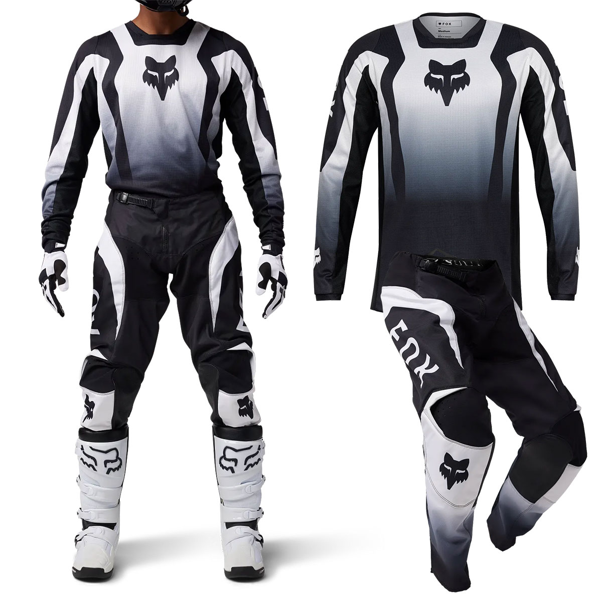 Tenue de Motocross Fox 180 Modèle 2025 Maillot Respirant et Pantalon MOTO Coupe RAP Black - طقم ملابس موتوكروس (قميص + بنطال) 1
