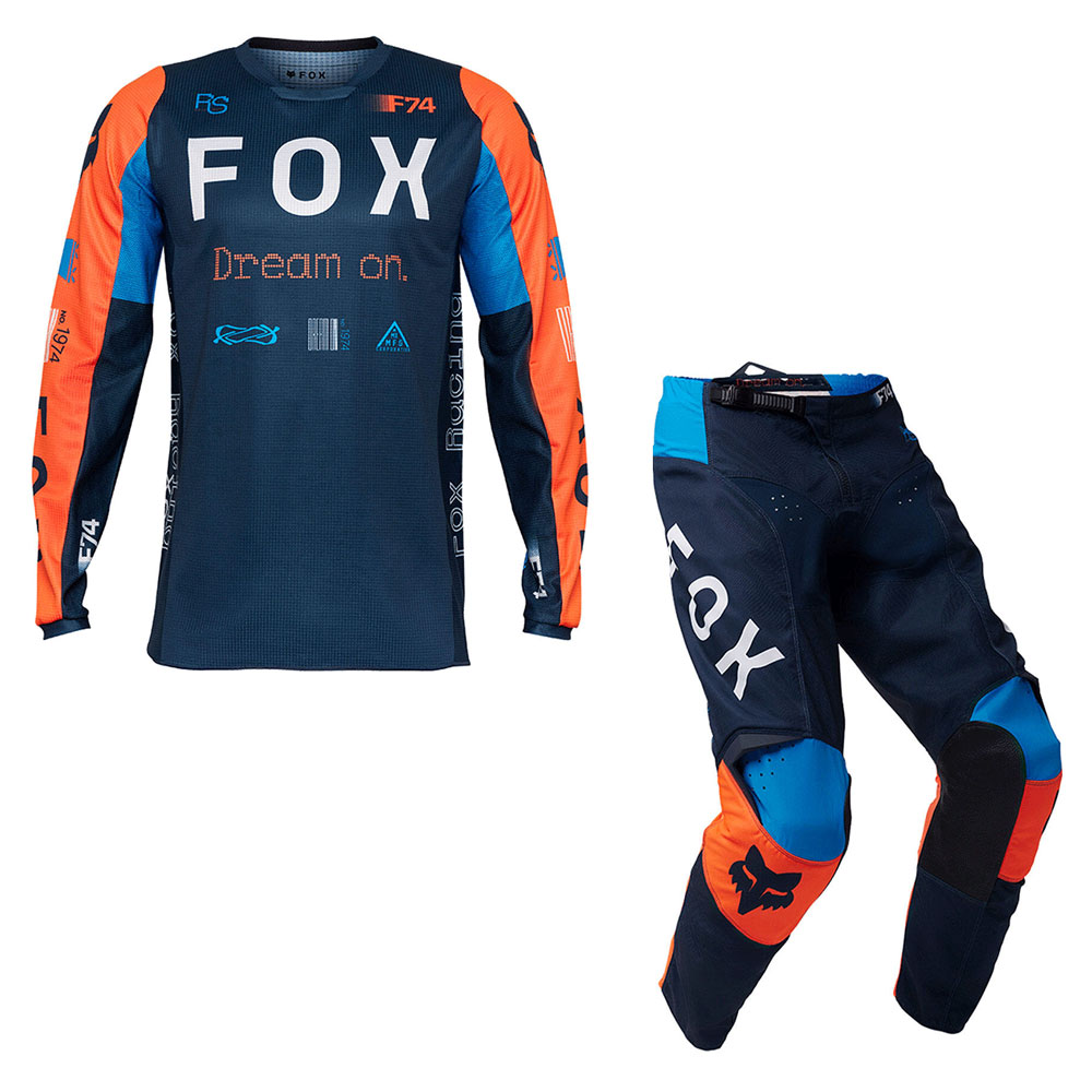Tenue de Motocross Fox 180 RACE SPEC Bleu Nuit - Maillot Respirant et Pantalon MOTO Coupe RAP - طقم ملابس دراجات نارية وموتوكروس (قميص + بنطال) 1