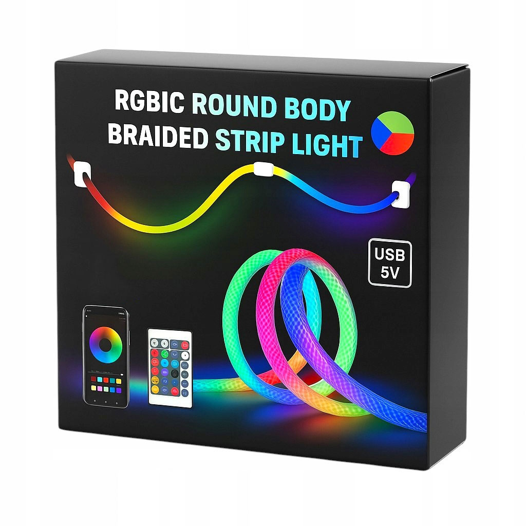 Bande LED RGB tube 360° numérique 3M 16mm USB 5V App Control - شريط إضاءة ملونة بطول 3 متر - 1