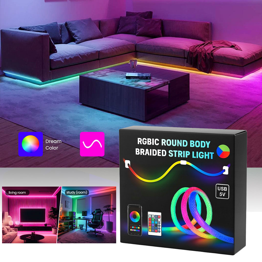 Bande LED RGB tube 360° numérique 3M 16mm USB 5V App Control - شريط إضاءة ملونة بطول 3 متر 2
