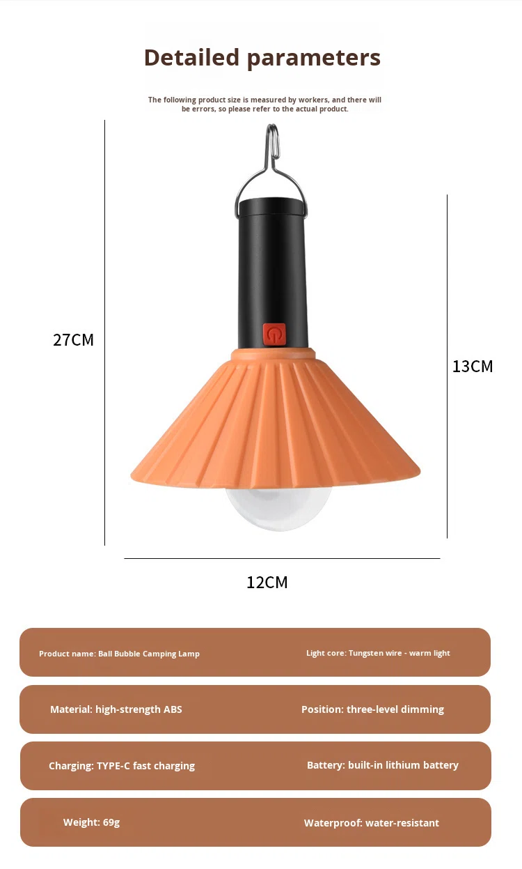 Lanterne de Camping Rechargeable 3 Niveaux de Luminosité avec Crochet de Suspension - مصباح تخييم وطوارئ قابل للشحن مع خطاف تعليق و3 مستويات إضاءة - 12