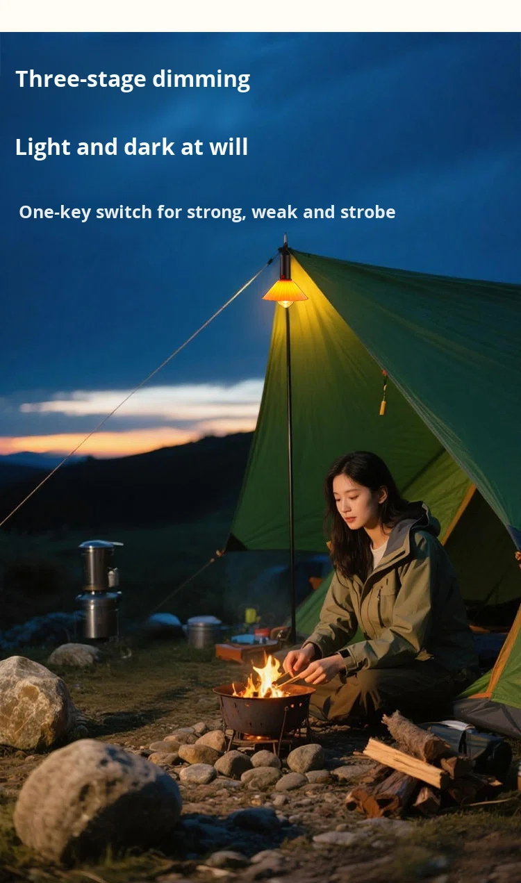 Lanterne de Camping Rechargeable 3 Niveaux de Luminosité avec Crochet de Suspension - مصباح تخييم وطوارئ قابل للشحن مع خطاف تعليق و3 مستويات إضاءة 14