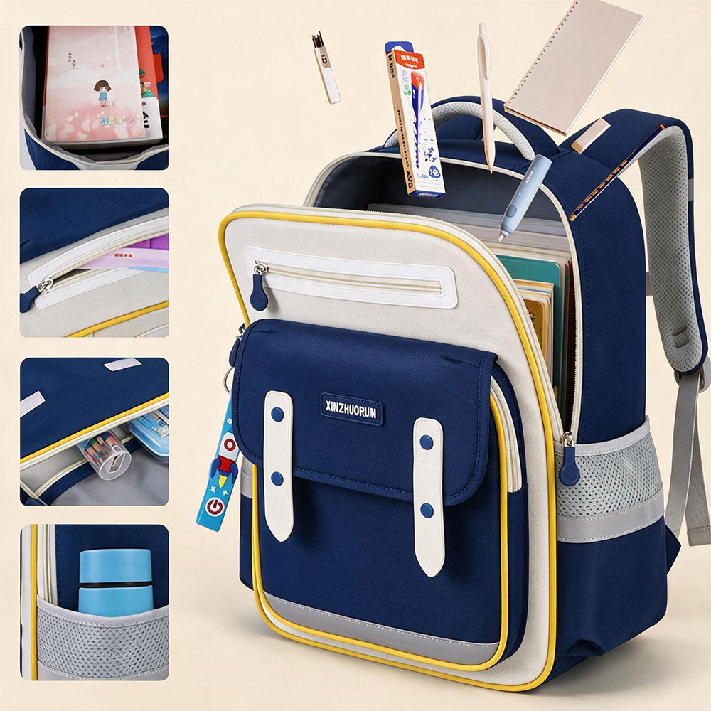 Sac à Dos Scolaire Style Kawaii Grand Volume Tissu Imperméable Bleu Nuit SACKDS01BLN - حقيبة مدرسية بتصميم كاوايي 3