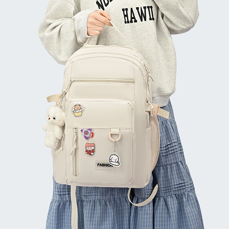 Sacs à dos Scolaire Style Décontracté Beige SACKDS05BG - حقيبة ظهر مدرسية 3