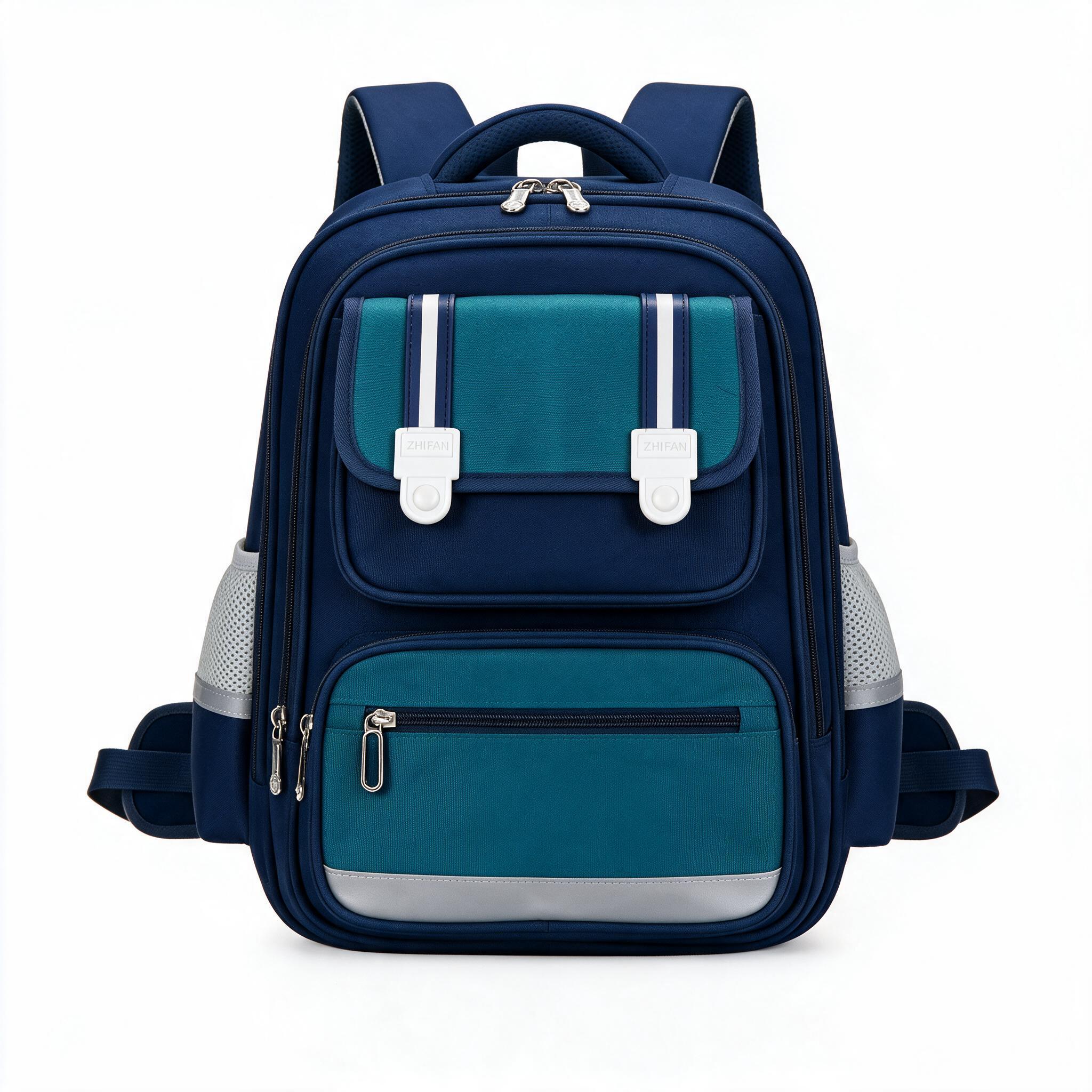 Sac à Dos Scolaire Style Kawaii Grand Volume Tissu Imperméable Bleu et Vert SACKDS06BV - حقيبة مدرسية بتصميم كاوايي - 1