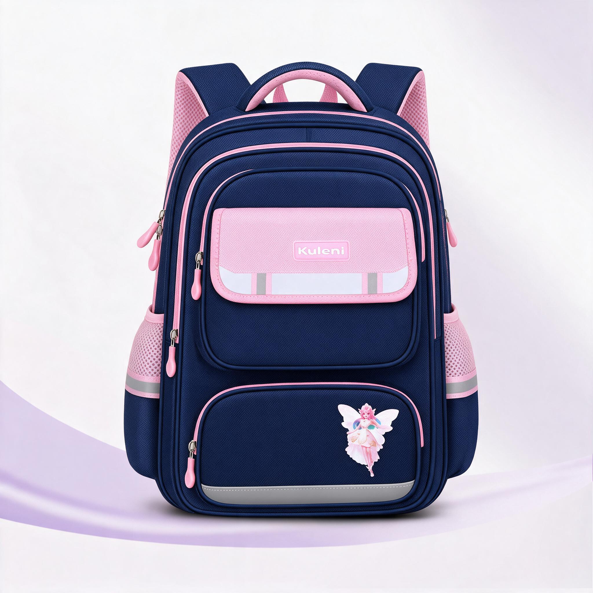 Sac à Dos Scolaire Style Kawaii Grand Volume Tissu Imperméable Rose et Bleu SACKDS07RSB - حقيبة مدرسية بتصميم كاوايي - 3