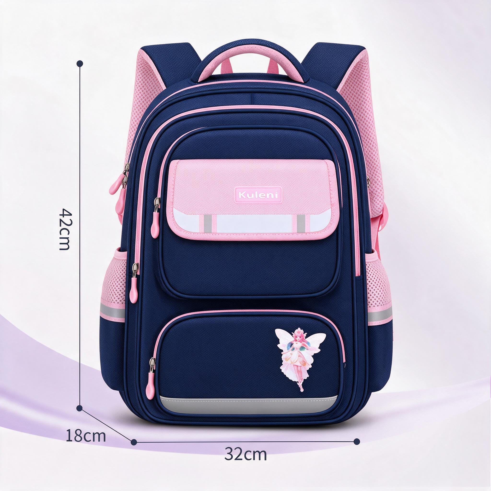 Sac à Dos Scolaire Style Kawaii Grand Volume Tissu Imperméable Rose et Bleu SACKDS07RSB - حقيبة مدرسية بتصميم كاوايي - 2