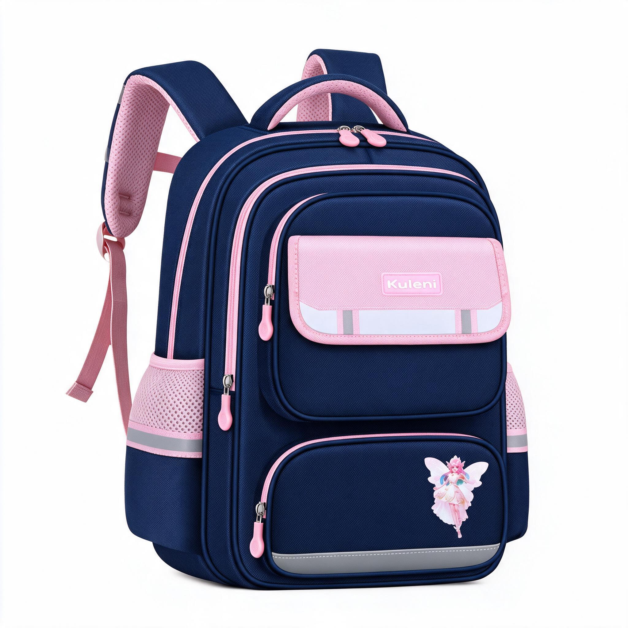 Sac à Dos Scolaire Style Kawaii Grand Volume Tissu Imperméable Rose et Bleu SACKDS07RSB - حقيبة مدرسية بتصميم كاوايي - 1