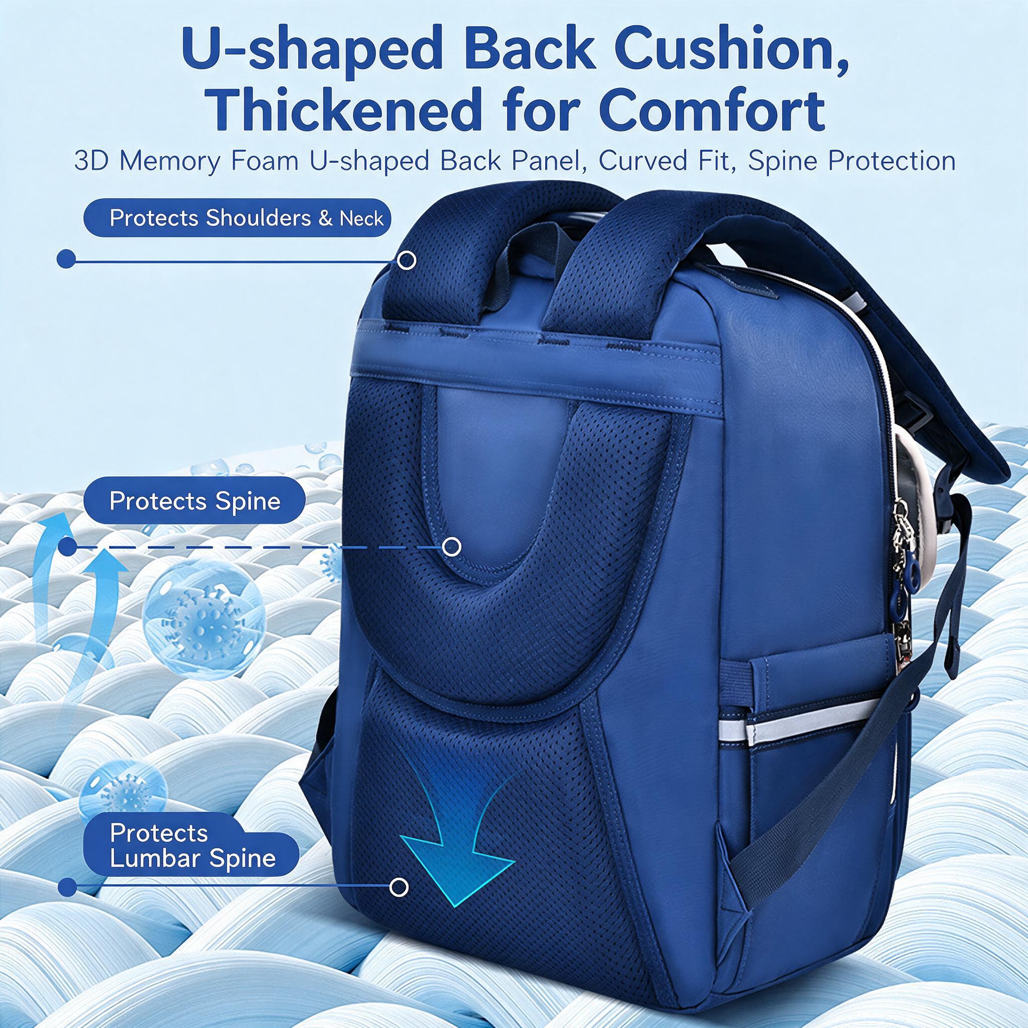 Sac à Dos Scolaire pour Enfnats U-Shape Bleu SACKDS13BL - حقيبة مدرسية للأطفال - 3