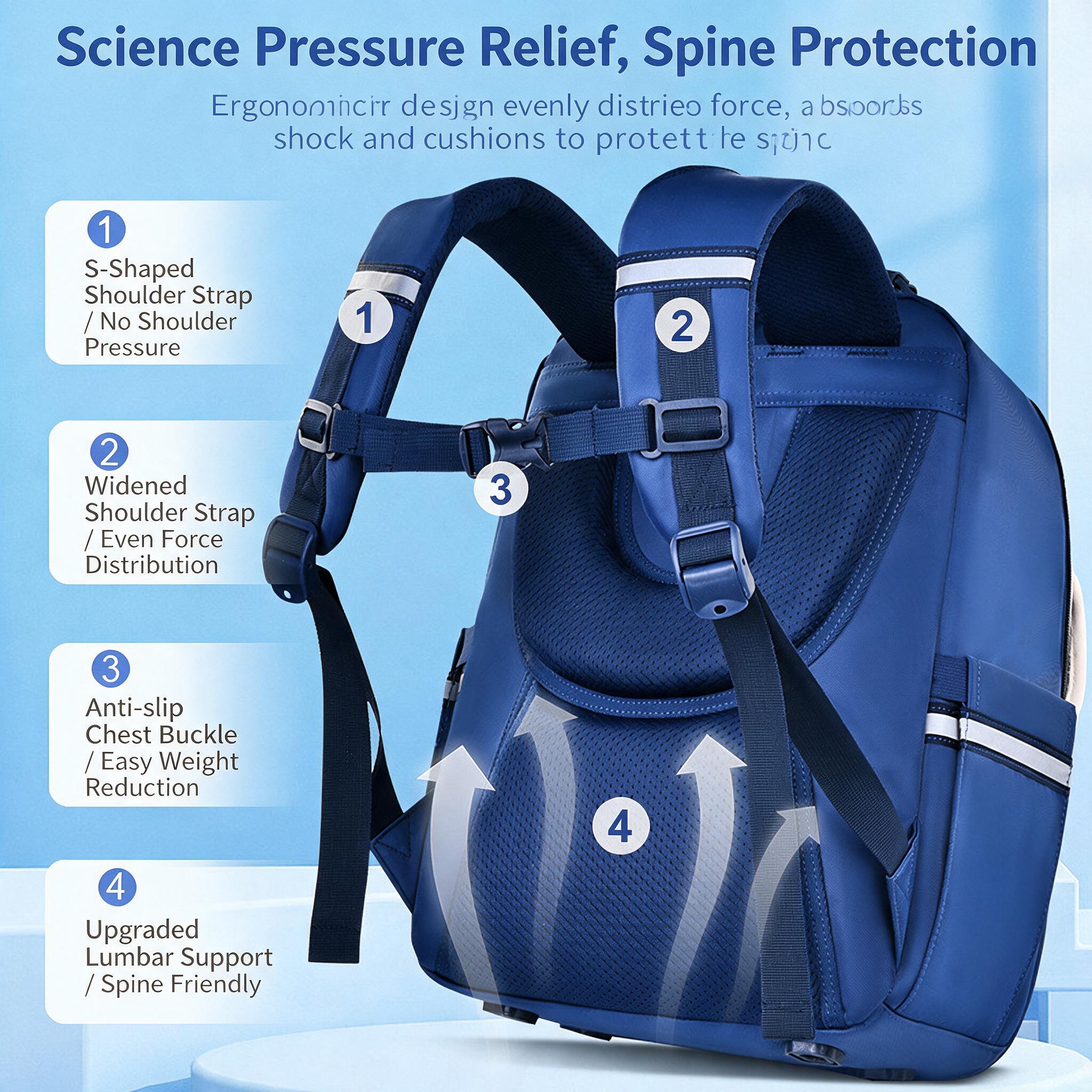 Sac à Dos Scolaire pour Enfnats U-Shape Bleu SACKDS13BL - حقيبة مدرسية للأطفال 3