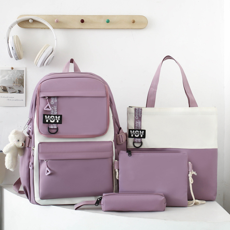 Sac à Dos Multifonctionnel Kawaii Grand Volume Imperméable et Résistant 4Pcs Mauve SACKDS12MV - حقيبة ظهر بعدة قطع بتصميم كاوايي - 1