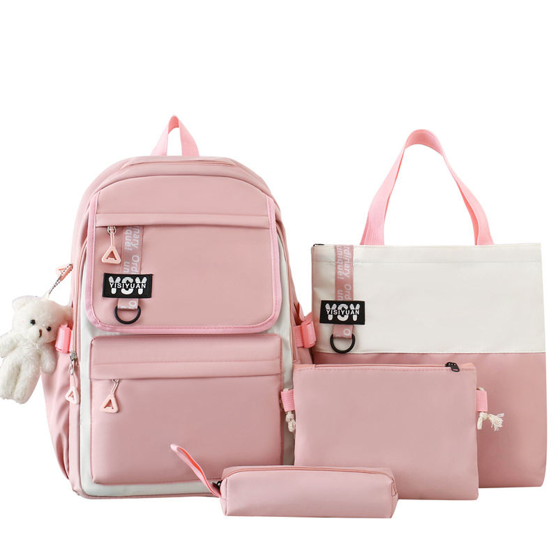 Sac à Dos Multifonctionnel Kawaii Grand Volume Imperméable et Résistant 4Pcs Rose SACKDS12RS - حقيبة ظهر بعدة قطع بتصميم كاوايي - 3