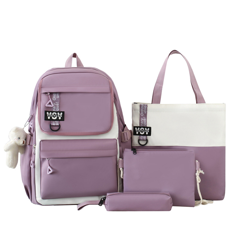 Sac à Dos Multifonctionnel Kawaii Grand Volume Imperméable et Résistant 4Pcs Mauve SACKDS12MV - حقيبة ظهر بعدة قطع بتصميم كاوايي 4