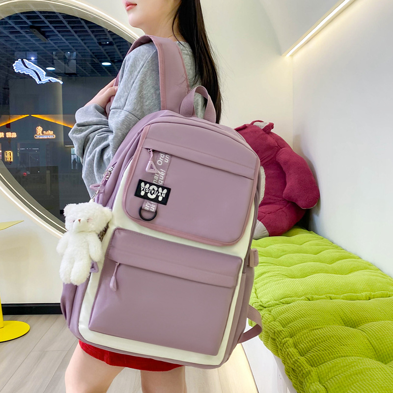Sac à Dos Multifonctionnel Kawaii Grand Volume Imperméable et Résistant 4Pcs Mauve SACKDS12MV - حقيبة ظهر بعدة قطع بتصميم كاوايي 3