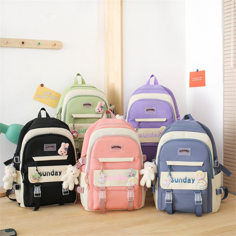 Sac à Dos Multifonctionnel Kawaii Grand Volume Imperméable et Résistant 5Pcs Rose SACKDS14RS - حقيبة ظهر بعدة قطع بتصميم كاوايي - 3