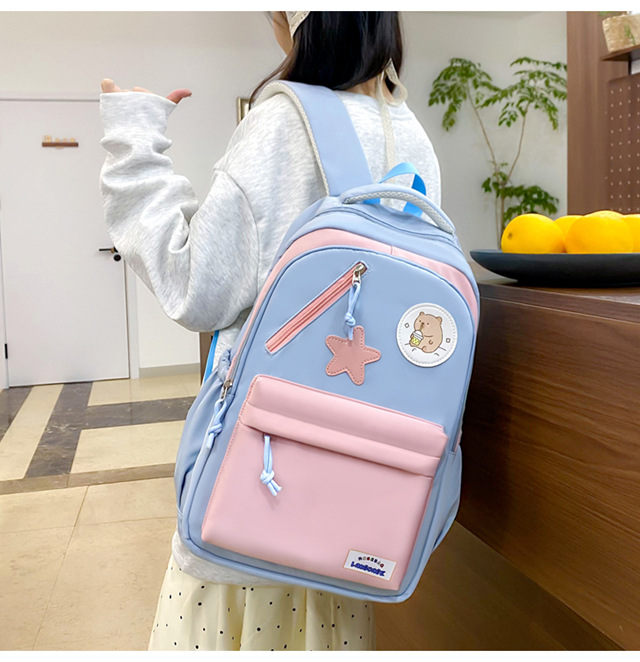 Sac à Dos Multifonctionnel Kawaii Grand Volume Imperméable et Résistant 4Pcs Bleu et Rose SACKDS02BRS - حقيبة ظهر بعدة قطع بتصميم كاوايي 3