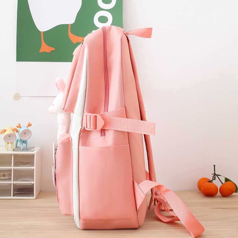 Sac à Dos Multifonctionnel Kawaii Grand Volume Imperméable et Résistant 5Pcs Rose SACKDS15RS - حقيبة ظهر بعدة قطع بتصميم كاوايي - 2