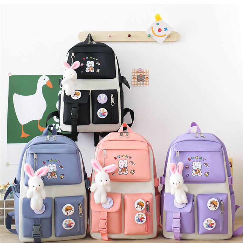 Sac à Dos Multifonctionnel Kawaii Grand Volume Imperméable et Résistant 5Pcs Mauve SACKDS15MV - حقيبة ظهر بعدة قطع بتصميم كاوايي - 3